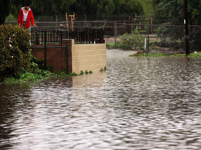 Watch: Lamborghini driver braves flooded street