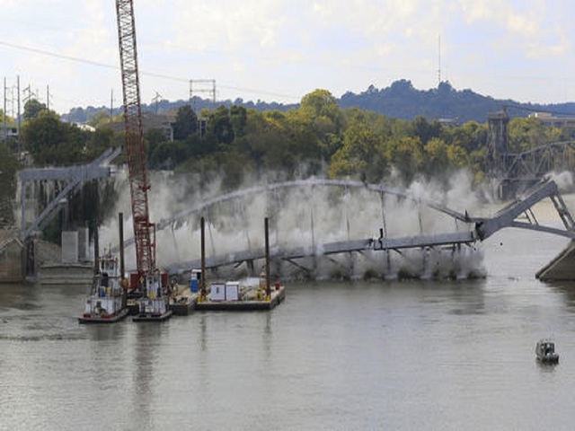 Old Ark. bridge torn down after failed implosion
