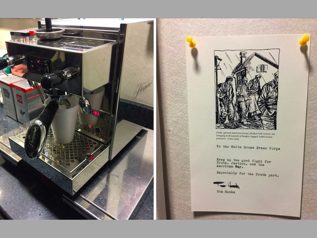 Actor Tom Hanks sent an espresso machine to White House reporters