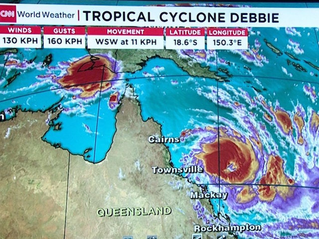 Severe cyclone Debbie aiming for Australia
