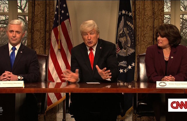 'SNL' returns with Baldwin's Trump talking gun violence