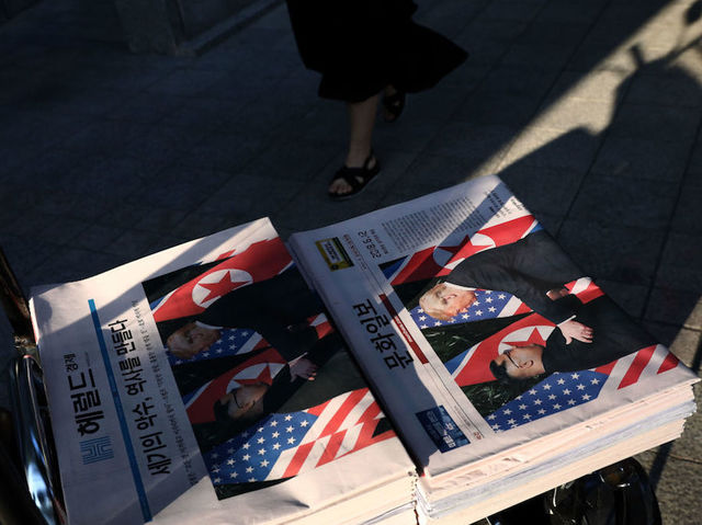 The scene around the Trump-Kim summit