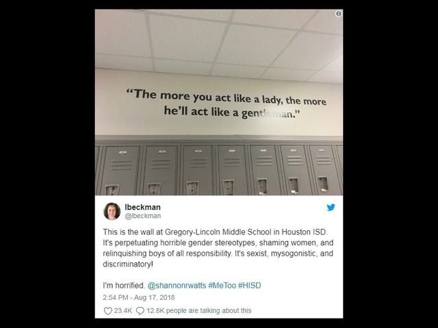 Houston school takes down 'sexist' quote from hallway wall after social media controversy